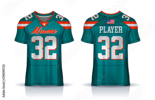 American Football jersey,t-shirt sport design template.uniform front and back view.