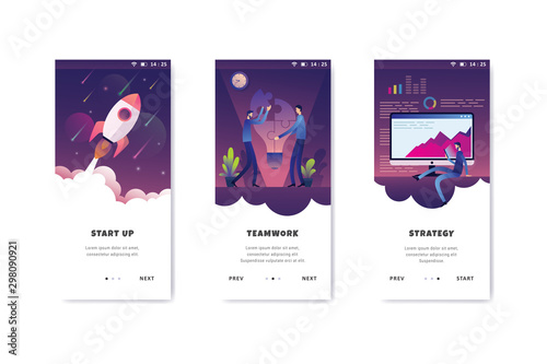set onboarding screens user interface kit template