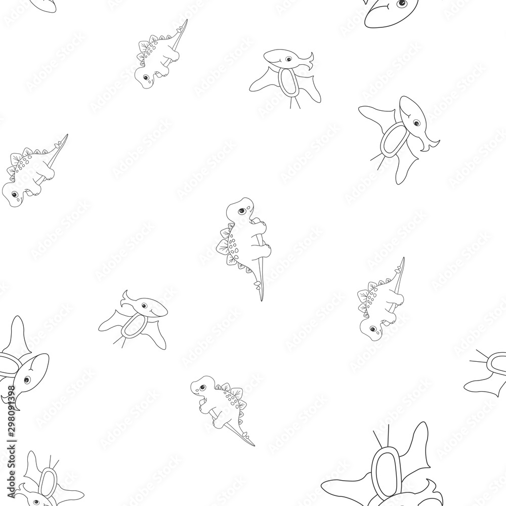 Stegosaurus and pterodactyl seamless pattern Stegosaurus and pterodactyl seamless pattern