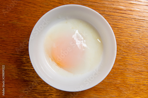 Soft boiled egg or onsen egg (onsen tamago, Hot spring egg, japanese style )