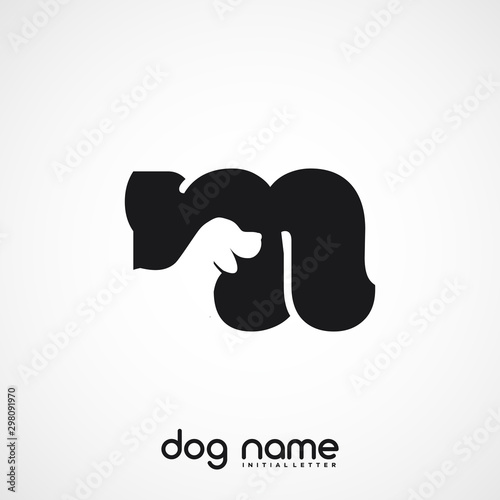 Initial Letter M Dog Logo And Icon Name Dog Design Vector.