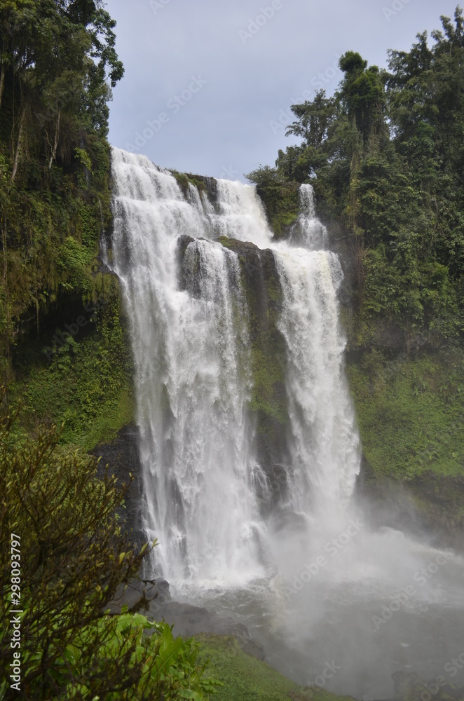 Naklejka premium Waterfall in Laos. South East Asia Forest