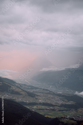 sunrise and a red sky on top of Nockspitze mountain in Austria