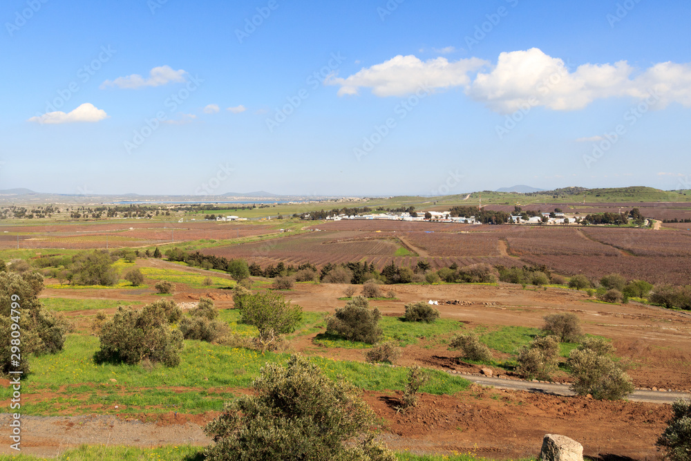 Border between Syria and Israeli occuppied Golan Heights with Quneitra Crossing and UNDOF camp Border between Syria and Israeli occuppied Golan Heights with Quneitra Crossing and UNDOF camp