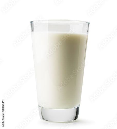 Fotografia Glass of fresh milk on a white background. Isolated.