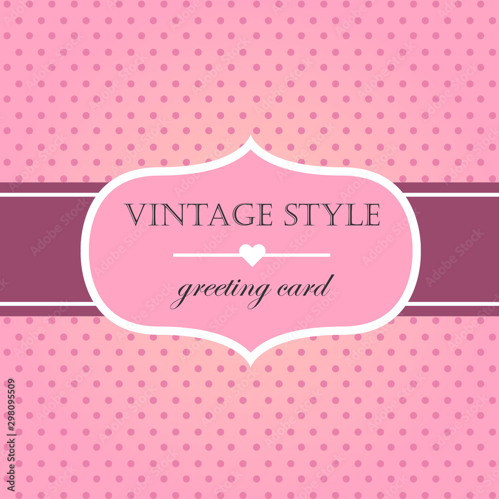 Pink vintage style label frame. Vector illustration.