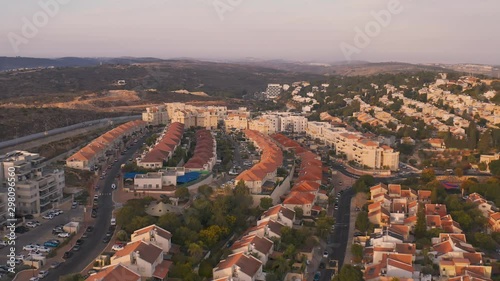 Ariel, Israeli settlement in Samaria, 4k aerial drone view photo