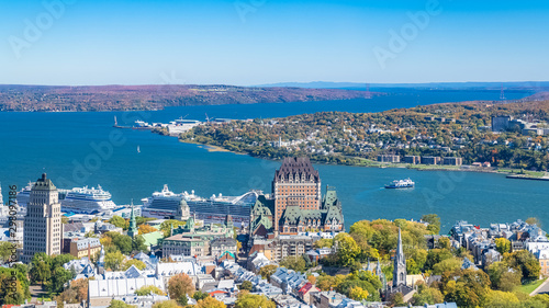 Quebec City, panorama of the town, with the Saint-Laurent river in background photo