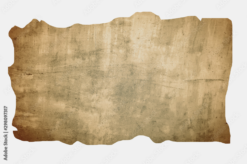 old paper with torn edges isolated on white