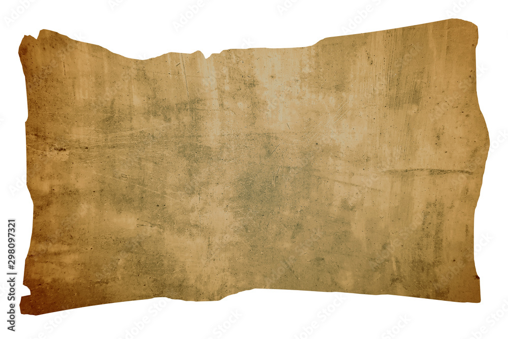 old sheet of paper with burnt edges isolated on white