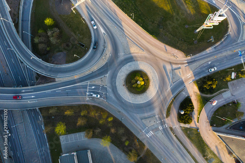 Aerial view of road junction 