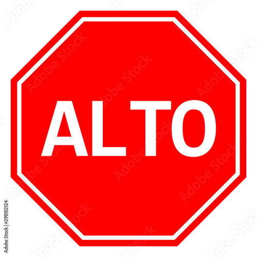 Mexican Stop sign ALTO traffic warning symbol vector