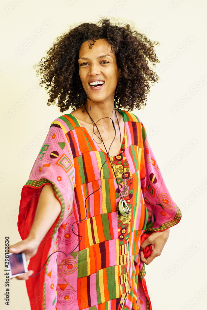 portrait of brown girl with white background