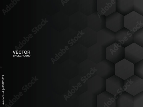 Abstract. Embossed Hexagon, honeycomb black background ,light and shadow. modern background. Vector.