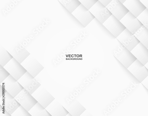 Fototapeta Naklejka Na Ścianę i Meble -  Abstract . geometric square paper white background ,light and shadow . Vector.