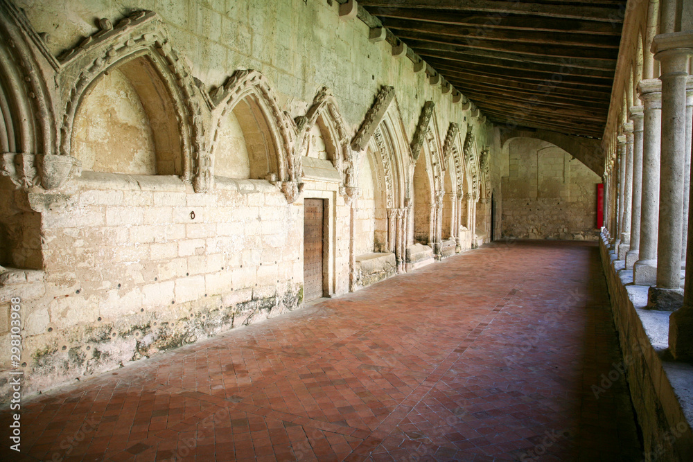 inside of cloister les cordeliers at saint emilion france
