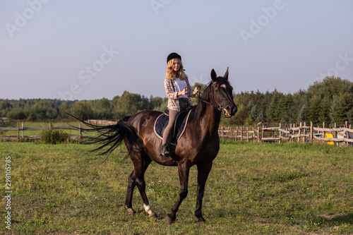 Girl riding a horse, Young girl riding a horse