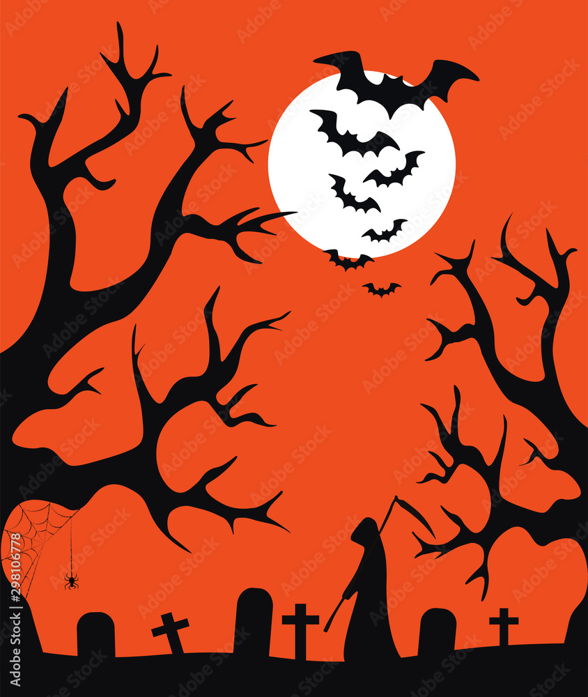 Happy Halloween. Vector illustration in a flat style. Background. Wallpaper.