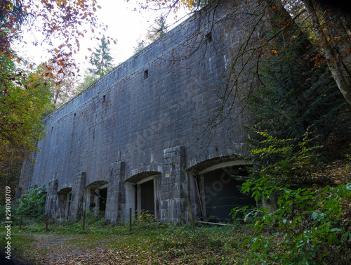 OBERSALZBERG, GERMANY - October 29, 2018: WW2 remains, Coal bunker - Remains of Hitlers Berghof, Obersalzberg, Berchtesgaden, Bavaria, Germany