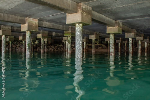 Pillars in the Sea Holding up a Pier