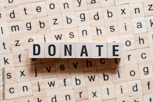 Donate word concept on cubes
