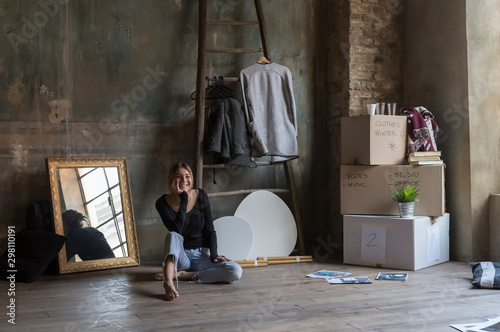 Young woman portrait in new home