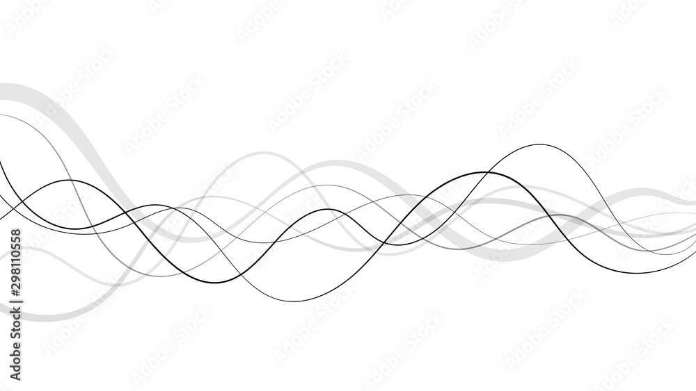 Abstract curved and wave black and grey lines on a white background