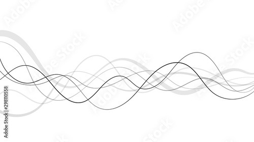 Abstract curved and wave black and grey lines on a white background