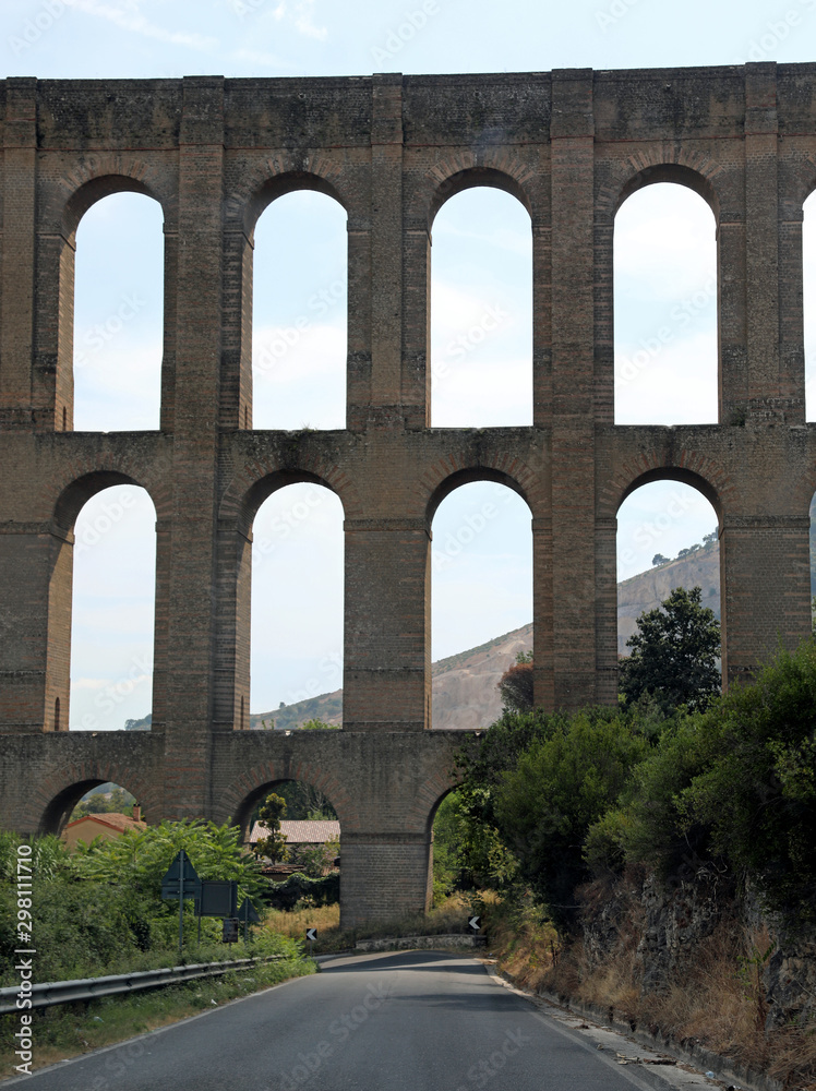 Ancient aqueduct called Carolino near Caserta City in South Ital