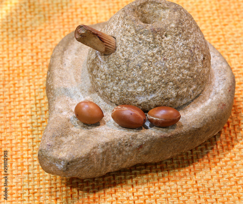 Obraz na plátne millstone and argan seeds