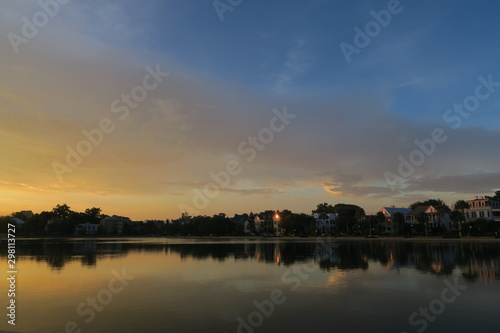 sunset over lake