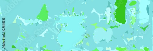 abstract modern art background with shapes and sky blue  lime green and pale turquoise colors