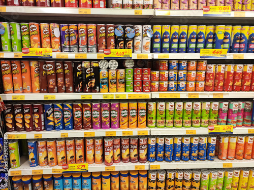 Kuala Lumpur Malaysia July 28 2019 Packed Miscellaneous Junk Foods Snacks On Rack And Display For Sale In The Supermarket Unhealthy Food Especially For Kids Stock Photo Adobe Stock