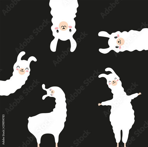 funny alpaca drawing for postcards, bookmarks