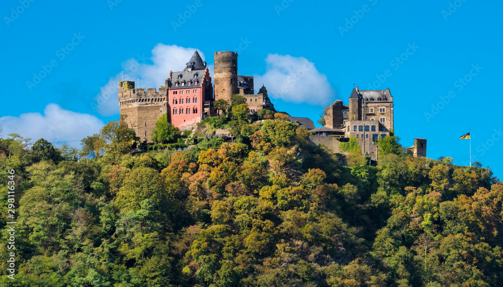 Schönburg castle near the village Oberwesel. Rhineland-Palatinate, Germany, Europe