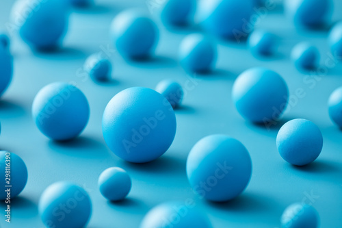 Layout of various blue balls photo