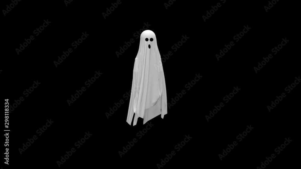 Cartoon Flying white Ghost with Alpha channel Cartoon Flying white Ghost with Alpha channel