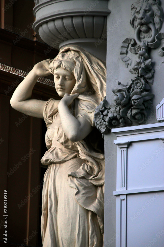 Sculpture on the facade of a building in the city of Vienna