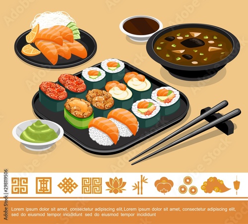 Flat Traditional Japanese Food Template