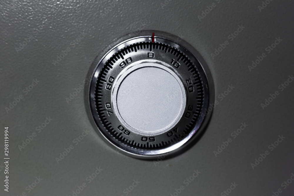 Close-up of mechanical code lock, of metal safe. Close-up of mechanical code lock, of metal safe.