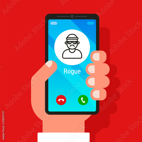 a scam call on a smartphone. cheating on the phone. flat vector illustration
