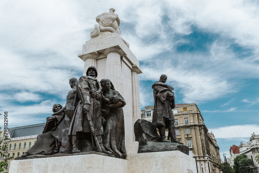 Detail of Tisza Istvan monument, monument to former prime minister Istvan Tisza on Kossuth Square