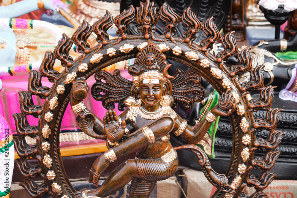 Indian God Lord Shiva dancing Natraj Statue Brown Cultural Religious