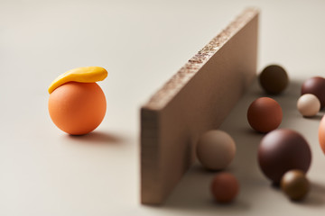 Clay balls showing idea of countries and border