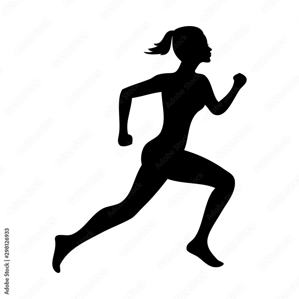 Active running woman silhouette, illustration
