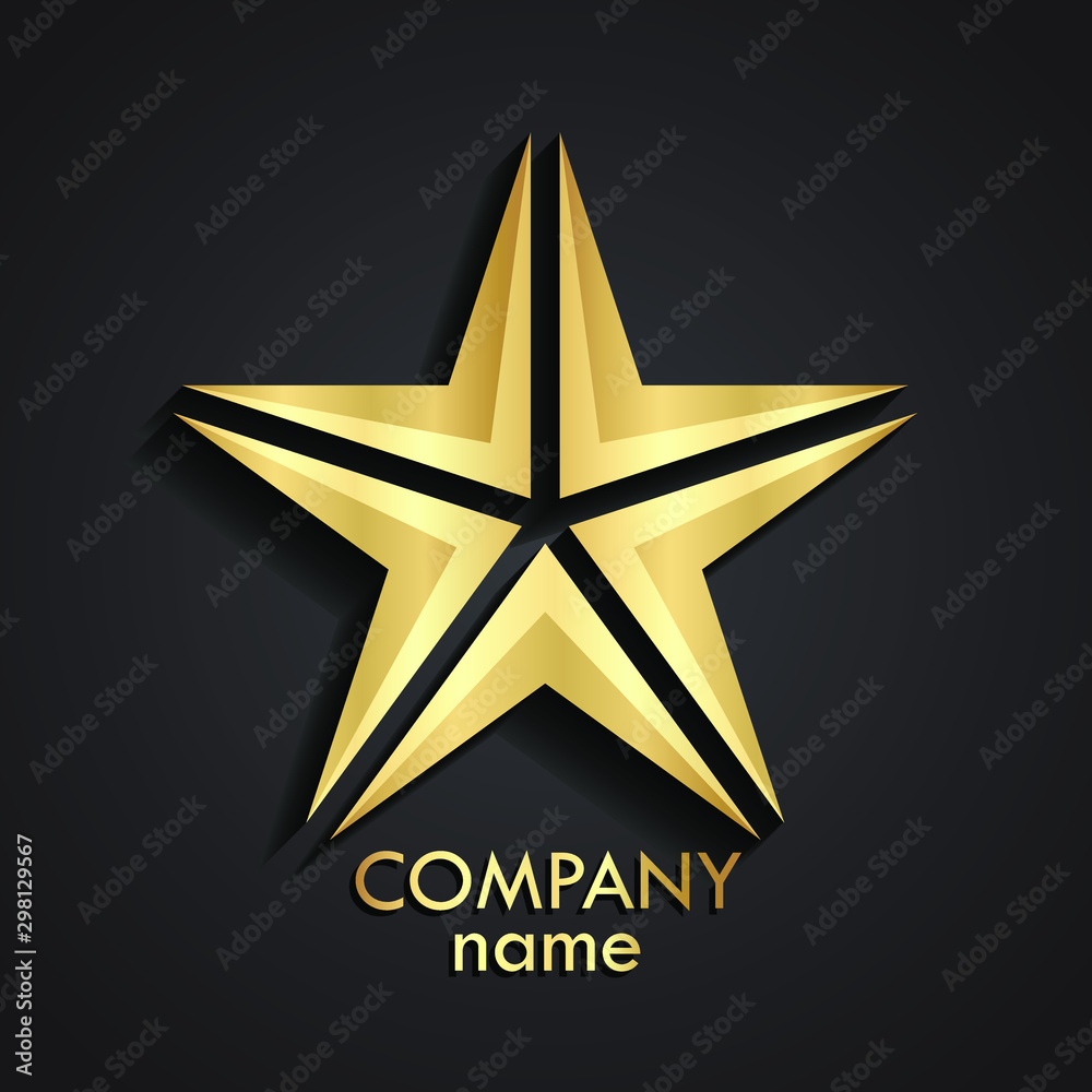 3d stylized gold star logo 3d stylized gold star logo