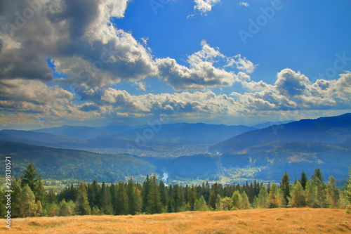 Landscape of the Carpathian mountains after the rain.