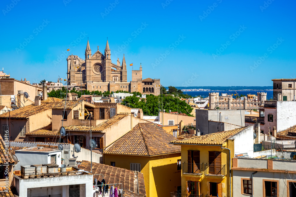 Blick auf die Stadt Palma de Mallorca mit Kathedrale, Mallorca, Spanien 