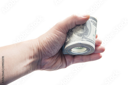 Cash dollar in man hand