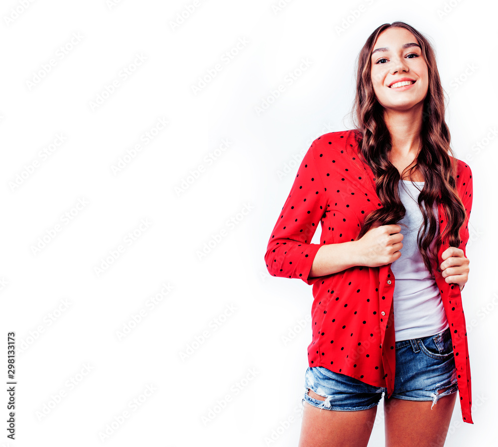 young pretty stylish hipster girl posing emotional isolated on white background happy smiling cool smile, lifestyle people concept close up young pretty stylish hipster girl posing emotional isolated on white background happy smiling cool smile, lifestyle people concept close up